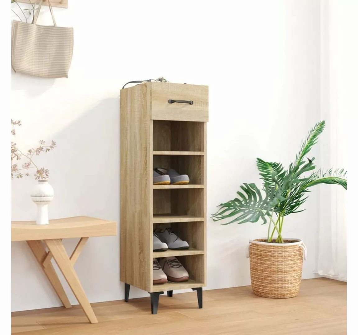 furnicato Schuhschrank Sonoma-Eiche 30x35x105 cm Holzwerkstoff günstig online kaufen