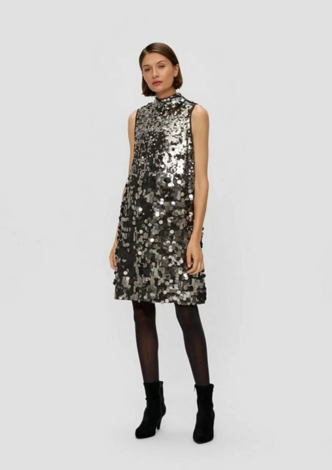 s.Oliver BLACK LABEL Minikleid Mesh-Kleid mit Pailletten-Besatz Pailletten günstig online kaufen