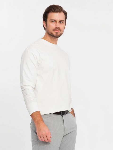 OMBRE Longsleeve Herren-Langarmshirt LOOSE FIT aus Baumwolle mit Rundhalsau günstig online kaufen