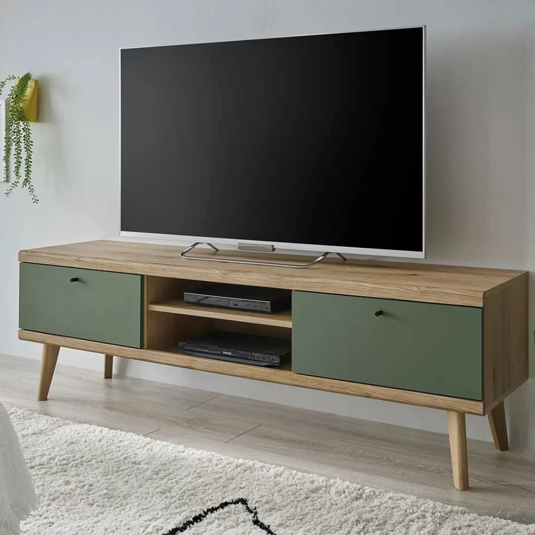 Fernseher Tisch im Skandi Design Klappen und offenem Fach günstig online kaufen