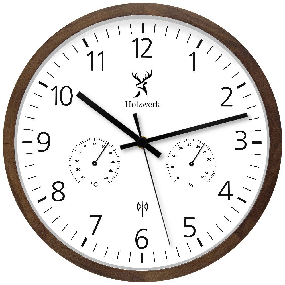 Holzwerk Funkwanduhr Hygrometer & Thermometer Holz günstig online kaufen