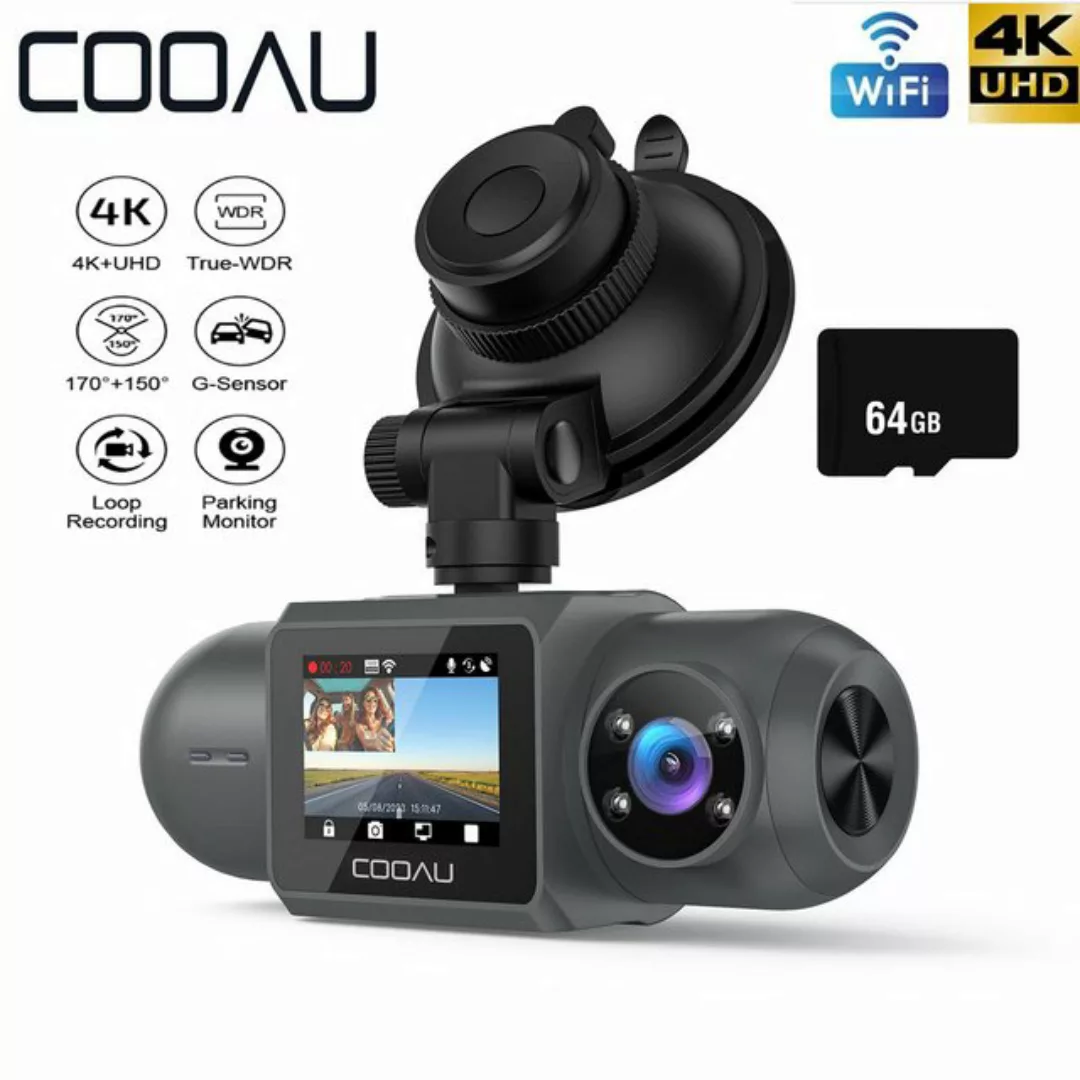 COOAU Dashcam Auto Vorne Hinten 2K/1080P WiFi GPS Dual Dash Cam mit 64GB SD günstig online kaufen