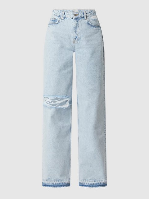 Gina Tricot High-waist-Jeans - Helle Damen Jeans aus Baumwolle mit Destroye günstig online kaufen