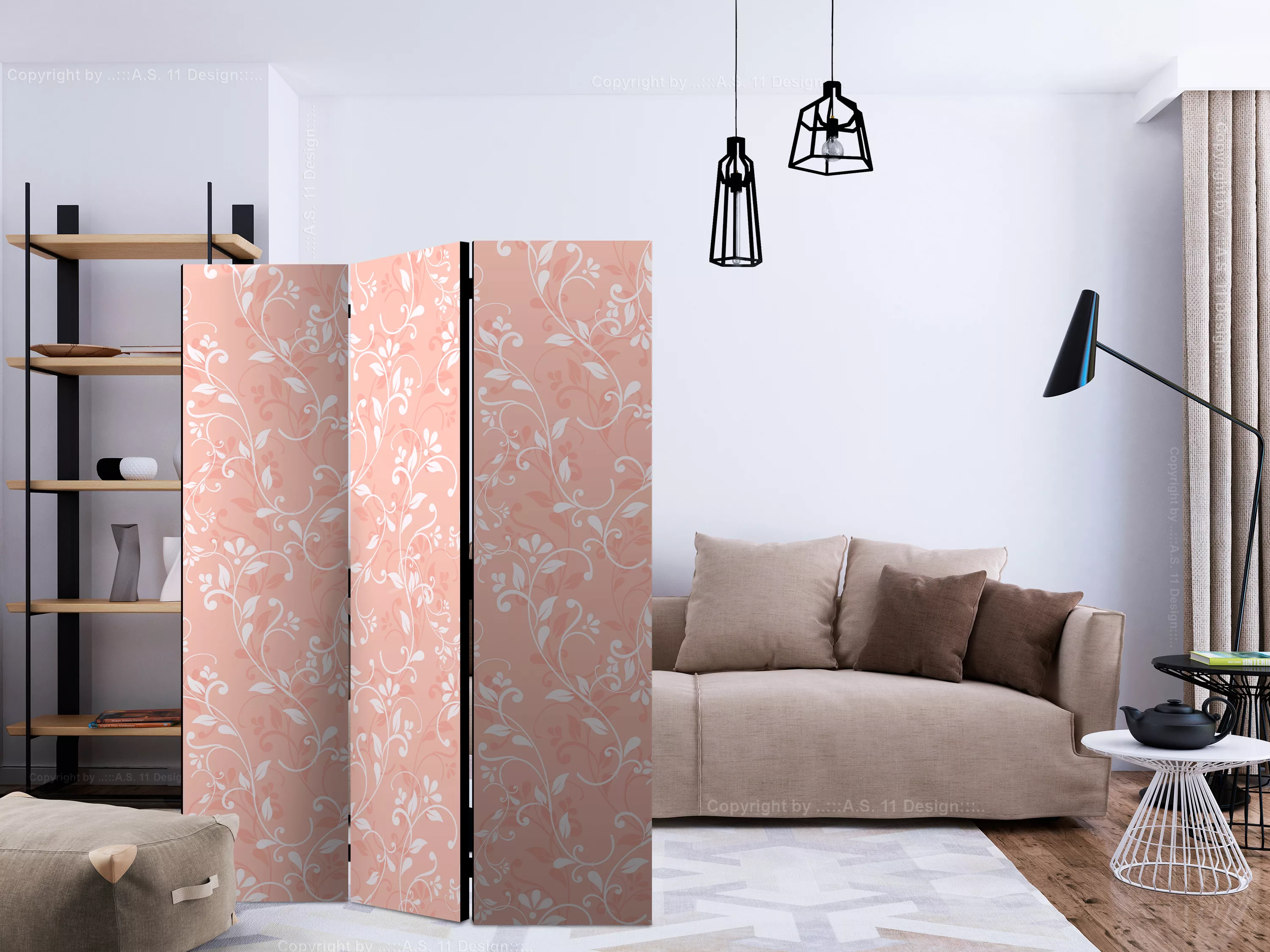 3-teiliges Paravent - Coral Arabesque [room Dividers] günstig online kaufen