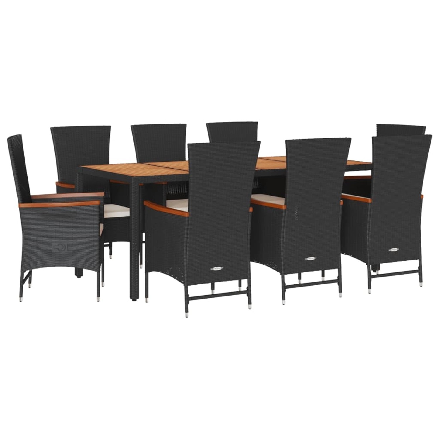 vidaXL 9-Tlg Garten-Essgruppe mit Kissen Schwarz Poly Rattan 3277516 günstig online kaufen