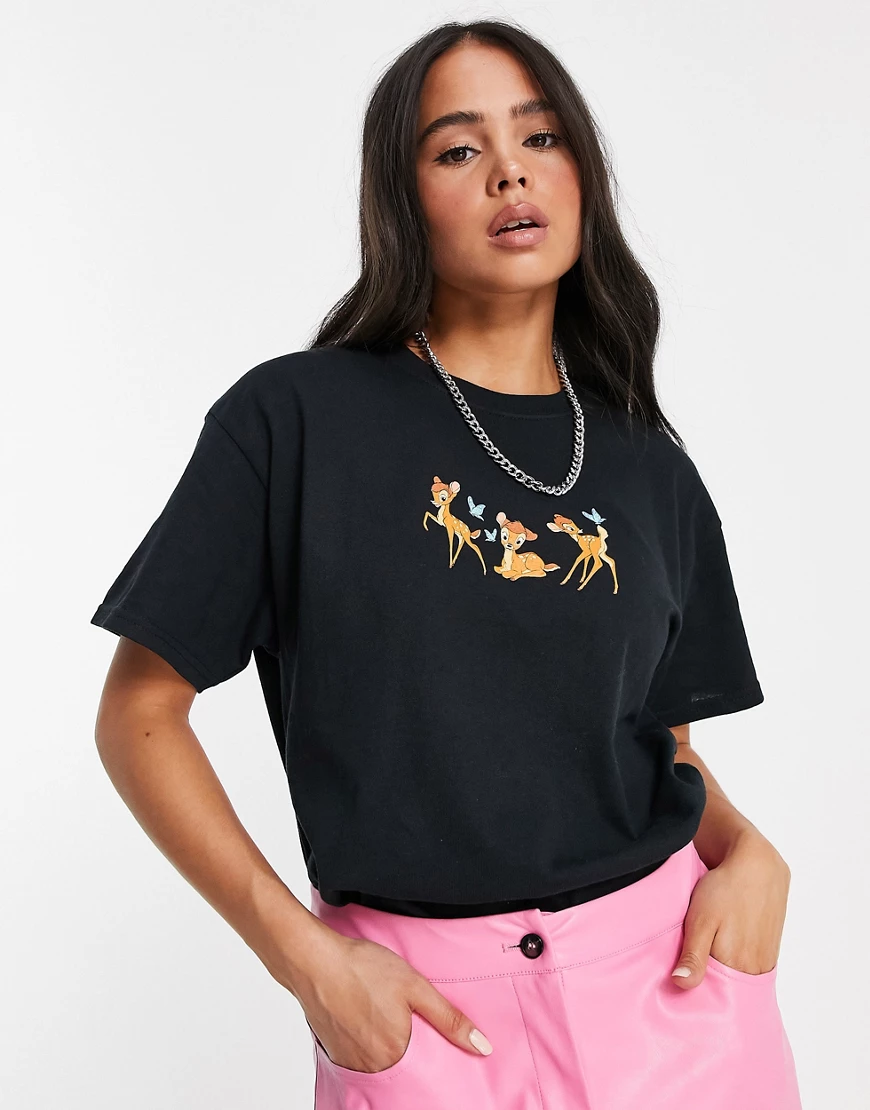Skinnydip x Disney – Oversize-T-Shirt in Schwarz mit Bambi-Motiv günstig online kaufen