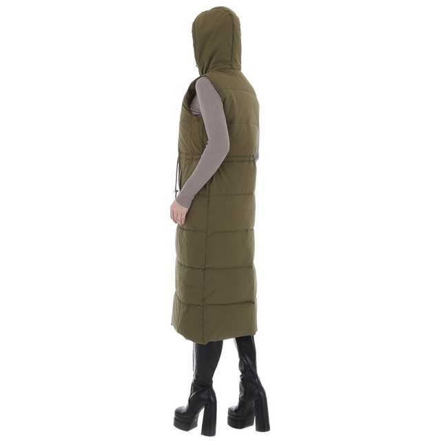 Ital-Design Longweste Damen Freizeit Kapuze Gefüttert Winterjacke in Olive günstig online kaufen