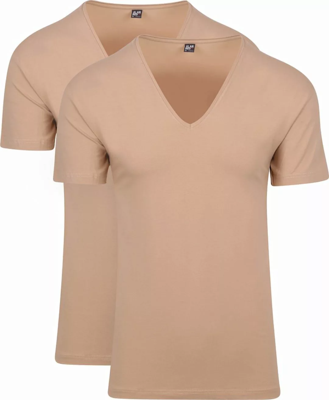 Alan Red Stretch V-Neck T-Shirt Beige 2er-Pack - Größe S günstig online kaufen