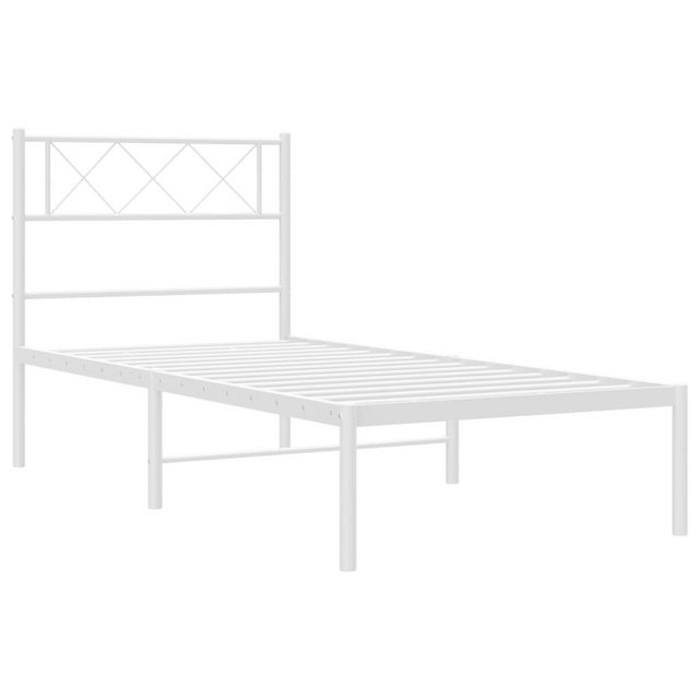 vidaXL Bett Bettgestell mit Kopfteil Metall Weiß 100x200 cm günstig online kaufen