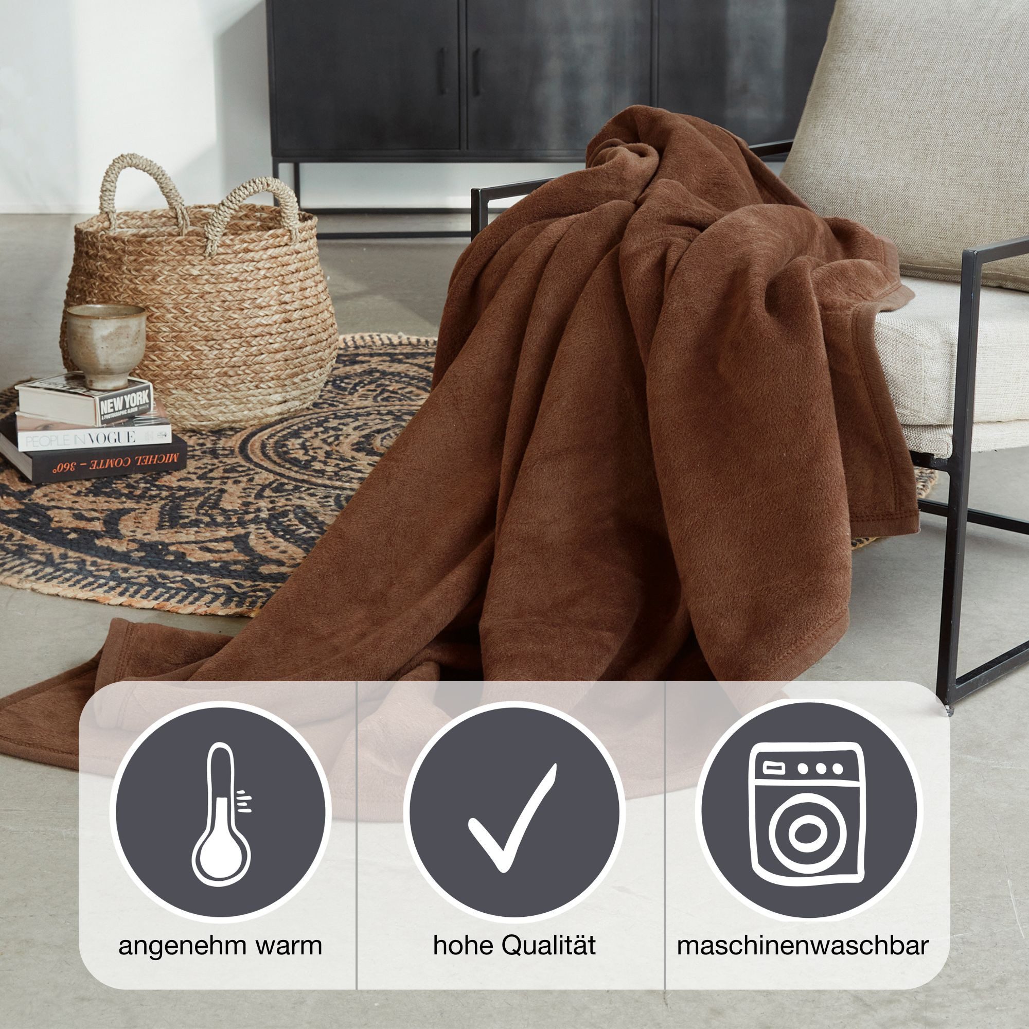 Wohndecke Luxus, IBENA, verschiedene Größen, unifarbenes günstig online kaufen