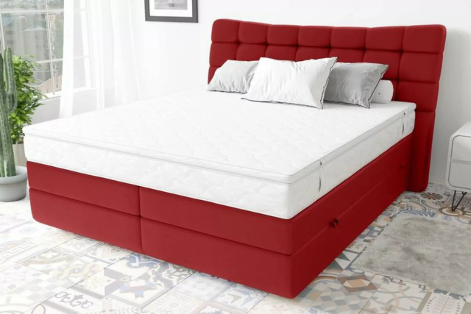 Stylefy Boxspringbett Santorini (Schlafzimmerbett, Bett), gepolstert günstig online kaufen