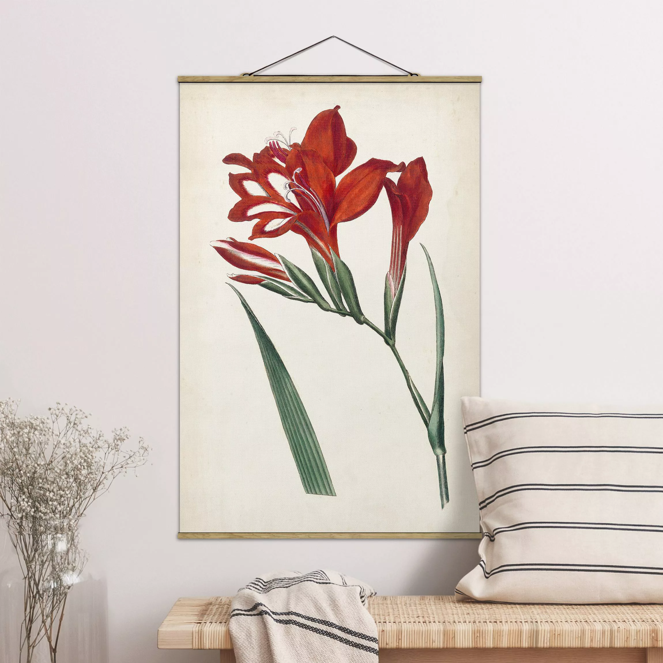 Stoffbild Blumen mit Posterleisten - Hochformat Gartenschönheit VI günstig online kaufen