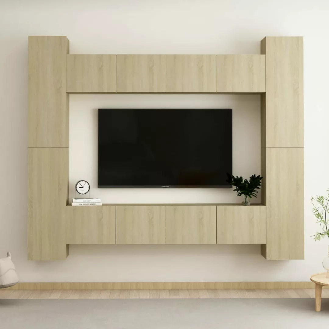vidaXL Kleiderschrank 8-tlg TV-Schrank-Set Sonoma-Eiche Spanplatte günstig online kaufen