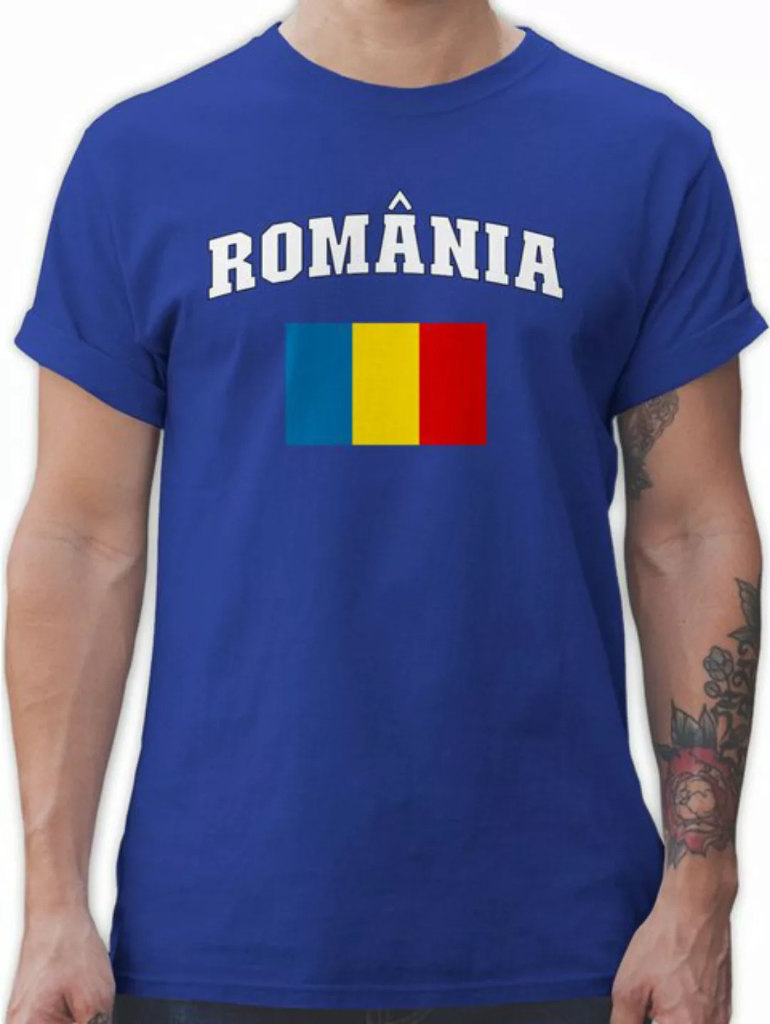 Shirtracer T-Shirt România Schriftzug mit Flagge, Rumänisch, Romania, Rumän günstig online kaufen