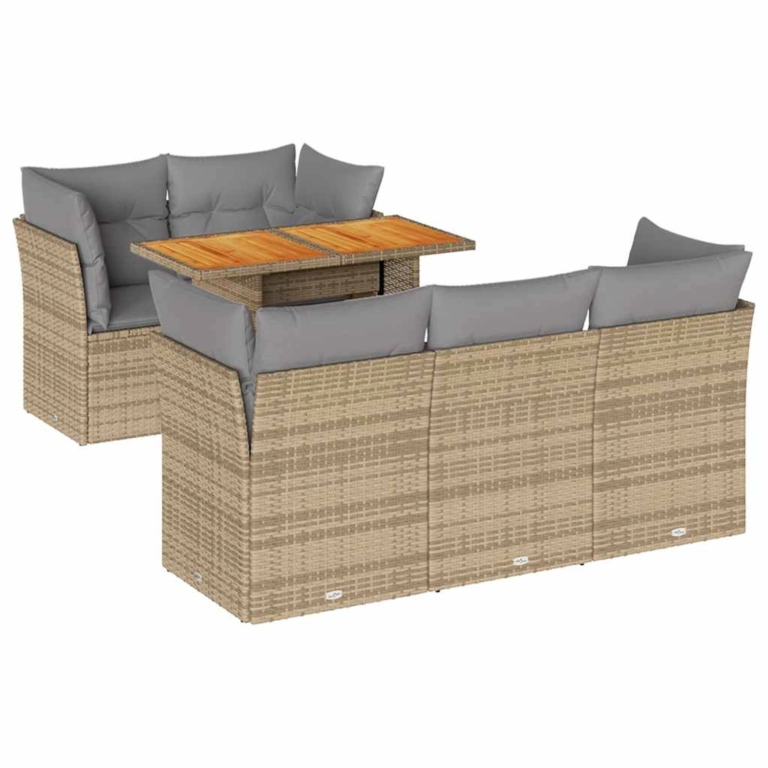 vidaXL 6-Tlg Garten-Sofagarnitur mit Kissen Beige Poly Rattan 3326887 günstig online kaufen