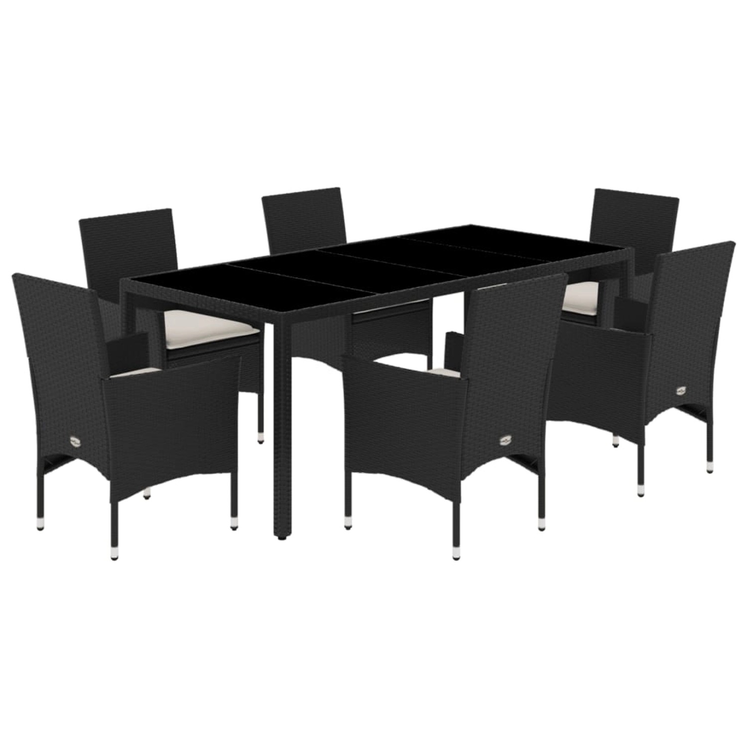 vidaXL 7-Tlg Garten-Essgruppe mit Kissen Schwarz Poly Rattan Glas 3278541 günstig online kaufen