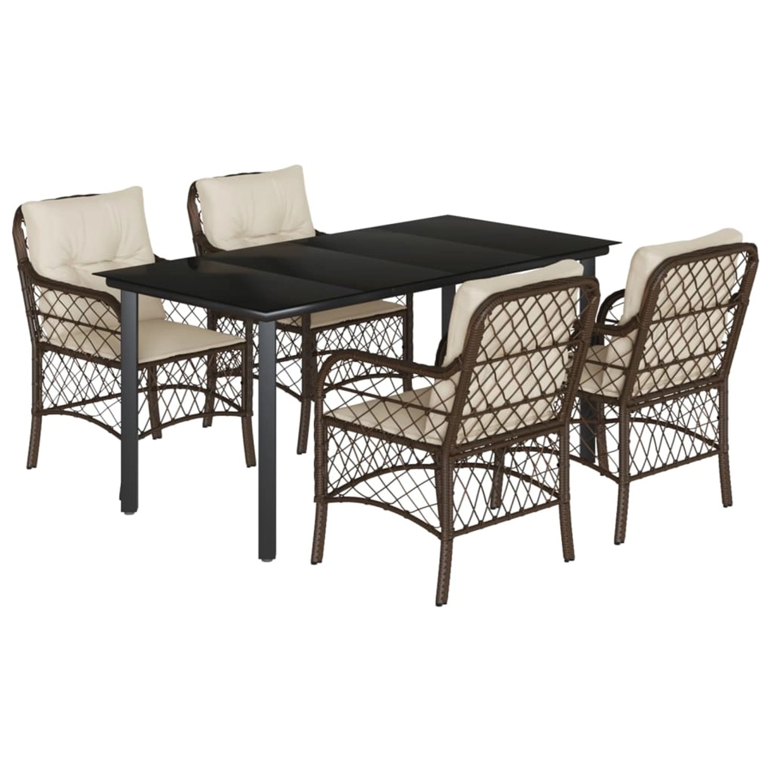 vidaXL 5-Tlg Garten-Essgruppe mit Kissen Braun Poly Rattan 3212120 günstig online kaufen