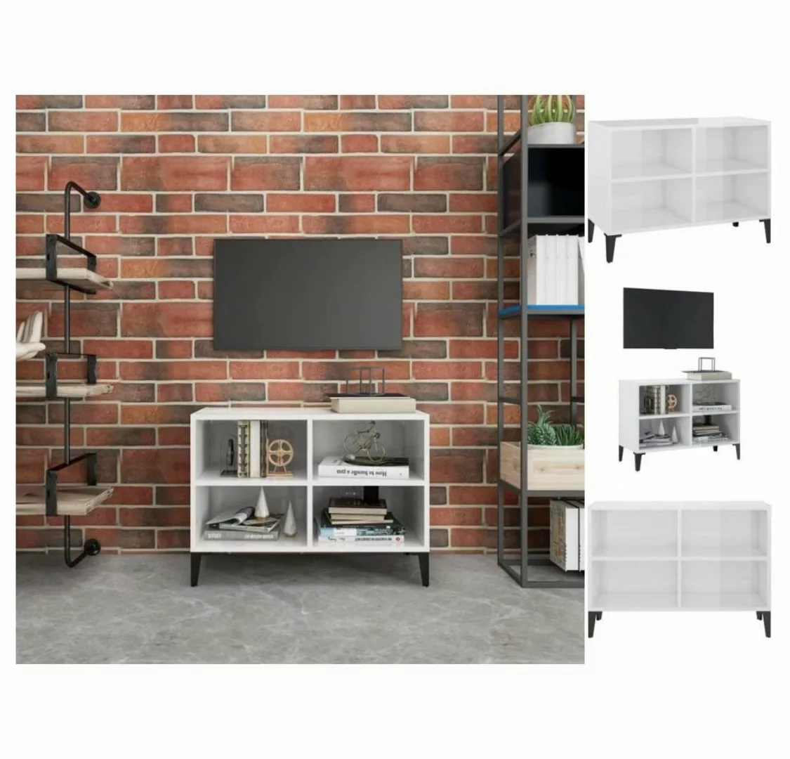 vidaXL TV-Schrank TV-Schrank mit Metallbeinen Hochglanz-Weiß 69,5x30x50cm L günstig online kaufen