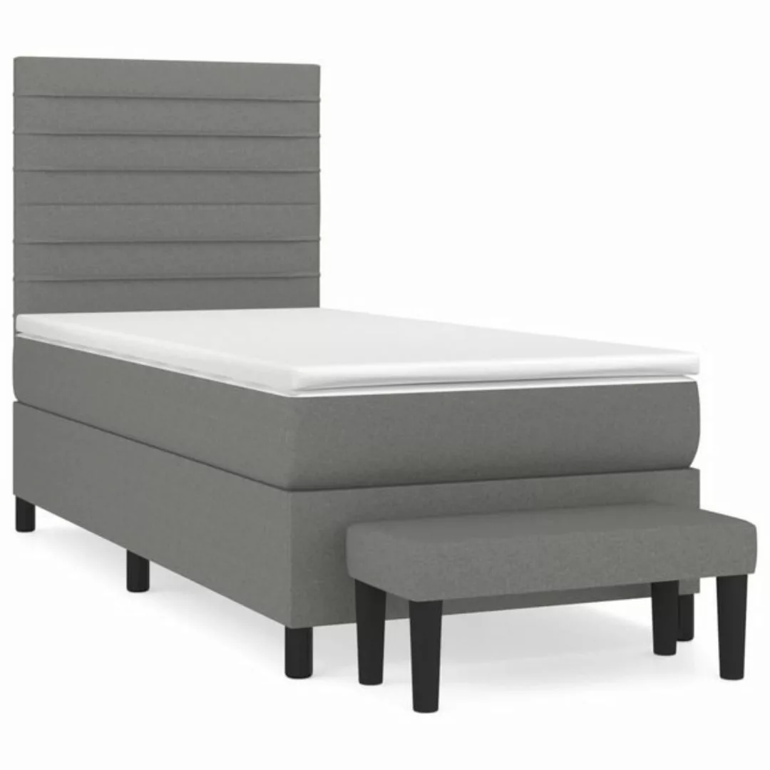 vidaXL Bett Boxspringbett mit Matratze Dunkelgrau 90x190 cm Stoff günstig online kaufen