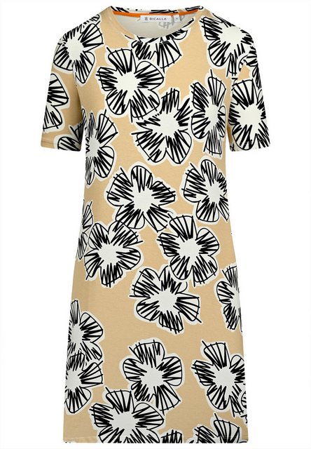 BICALLA Midikleid Jersey-Kleid mit Blüten-Print in Sand/Schwarz (1-tlg) günstig online kaufen