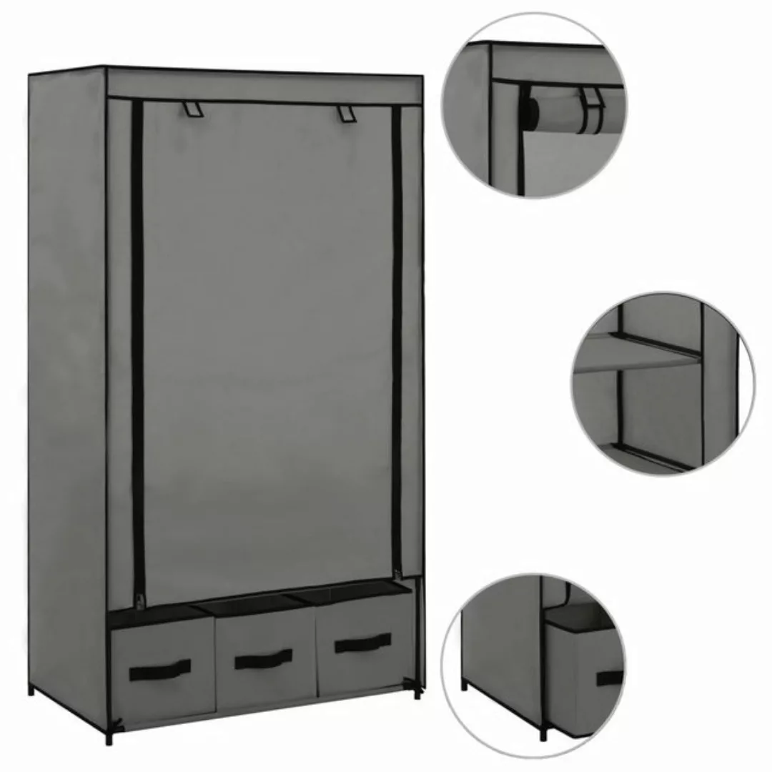 vidaXL Kleiderschrank Kleiderschrank Stoffschrank Grau 87 x 49 x 159 cm Sto günstig online kaufen