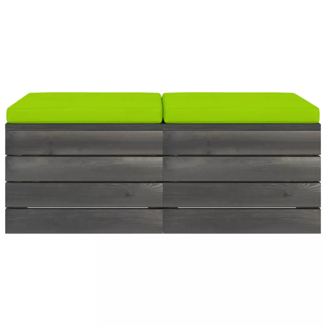 vidaXL Loungesofa Garten-Paletten-Hocker 2 Stk. mit Kissen Kiefer Massivhol günstig online kaufen