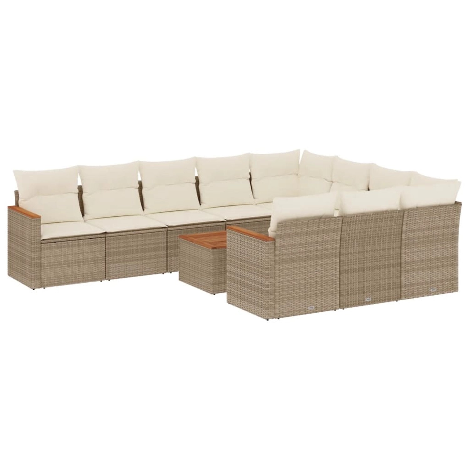 vidaXL 11-Tlg Garten-Sofagarnitur mit Kissen Beige Poly Rattan 3226345 günstig online kaufen