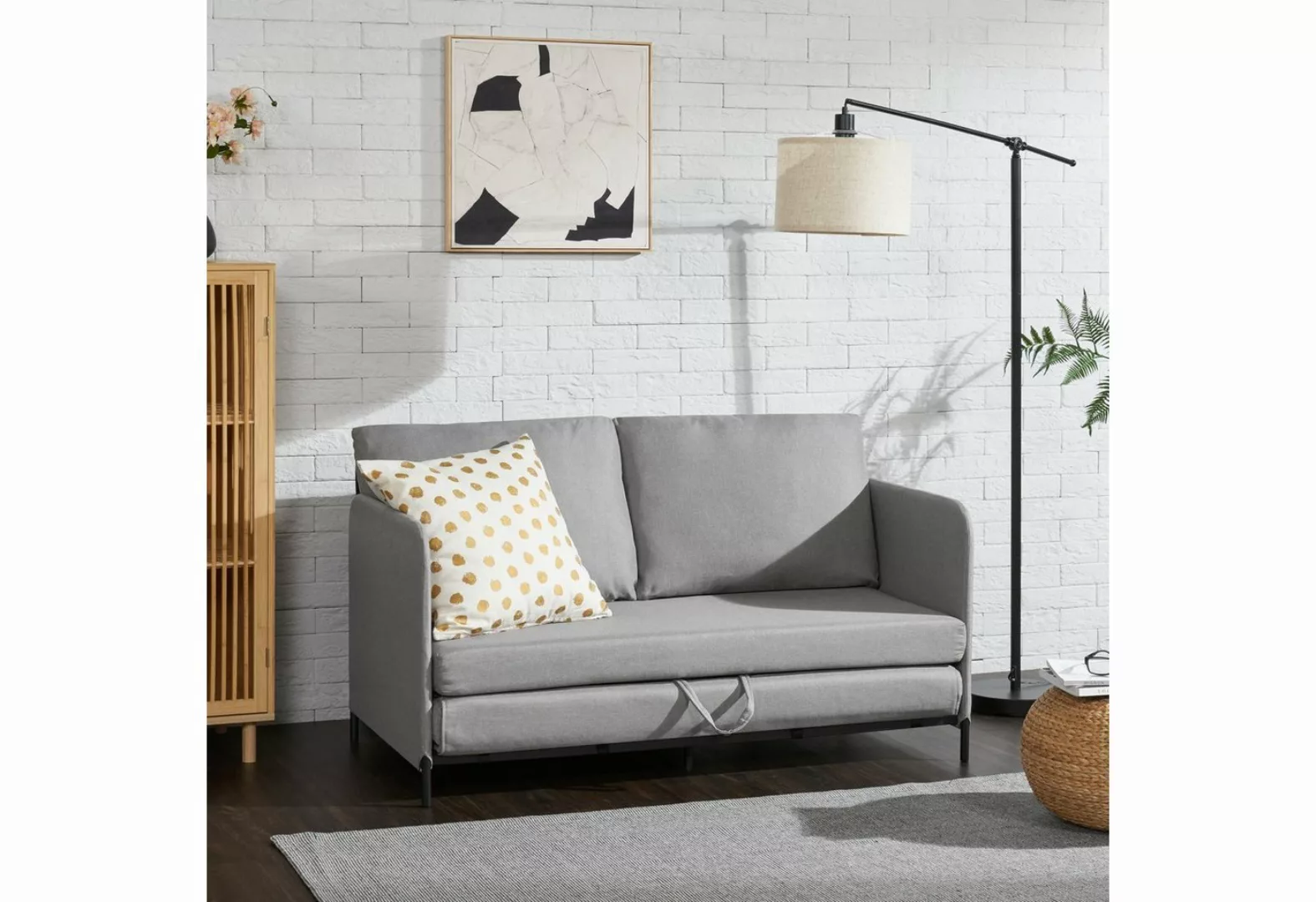 en.casa Schlafsofa, »Soini« mit Liegefunktion 2-Sitzer 78x125x67 cm Hellgra günstig online kaufen