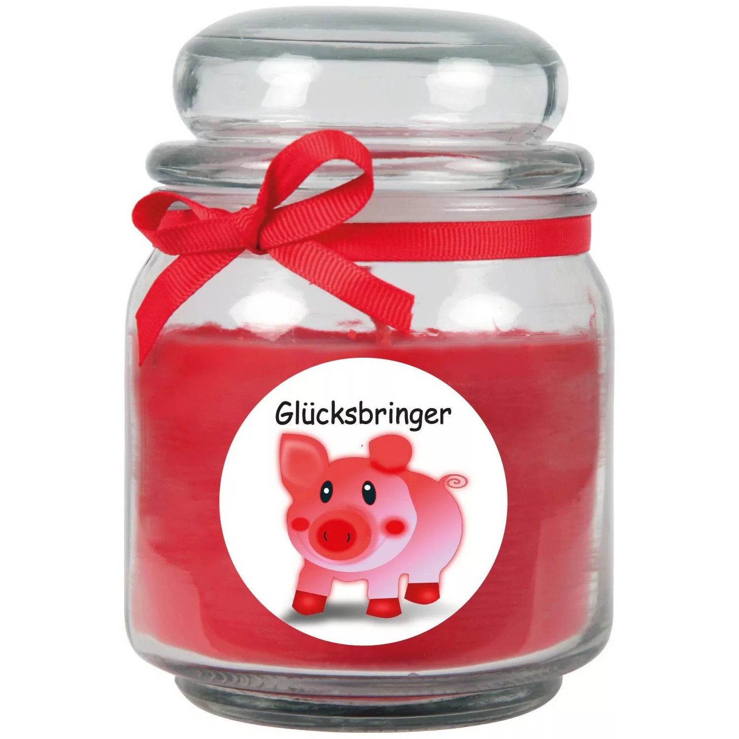 HS Candle Duftkerze & Bonbon Glas Viel Glück Rot Rose günstig online kaufen