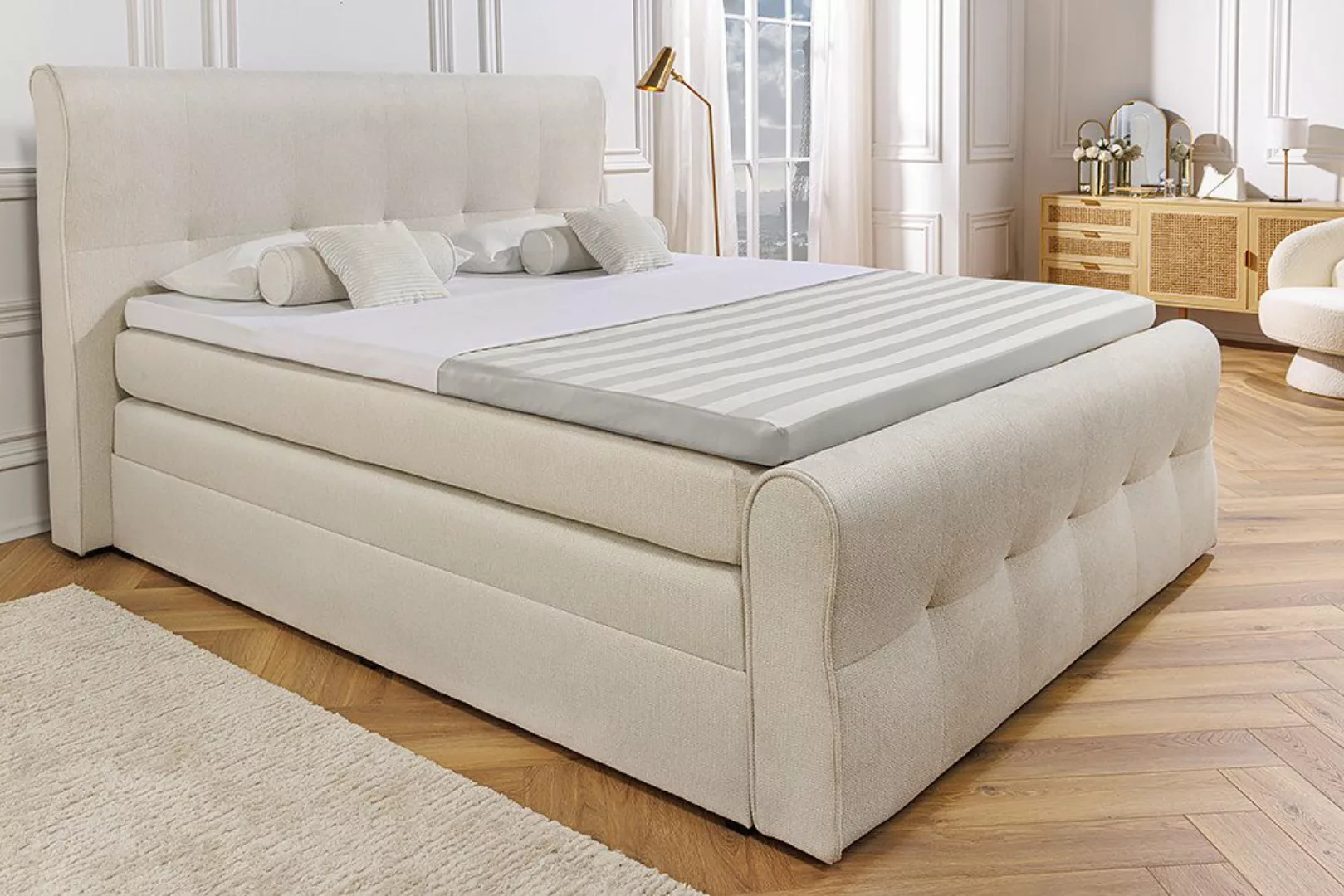 riess-ambiente Boxspringbett SIGNUM 180x200cm creme · Kingsize (Einzelartik günstig online kaufen