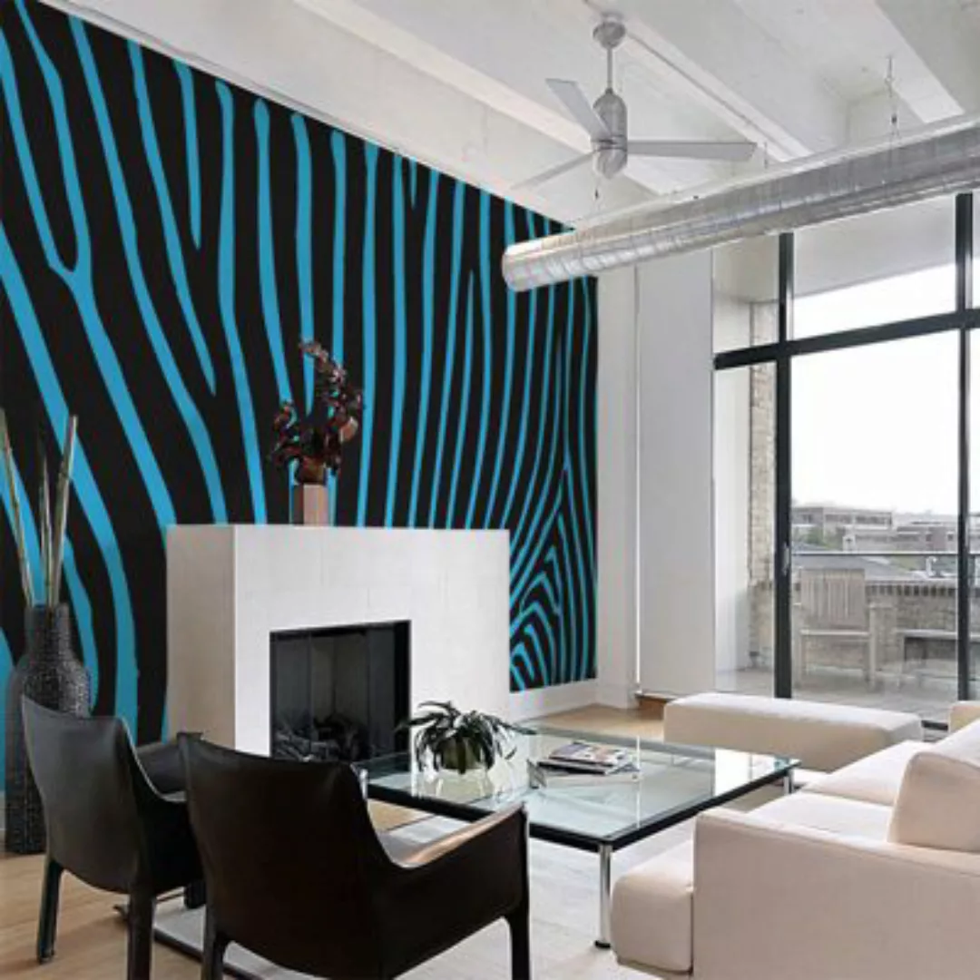 artgeist Fototapete Zebra pattern (türkis) türkis-kombi Gr. 350 x 270 günstig online kaufen