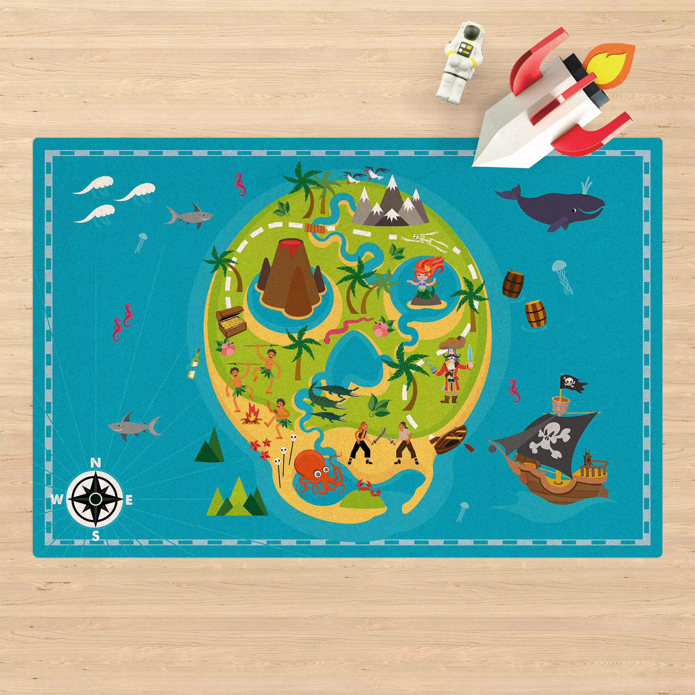 Kork-Spielteppich Piraten - Willkommen auf der Pirateninsel günstig online kaufen
