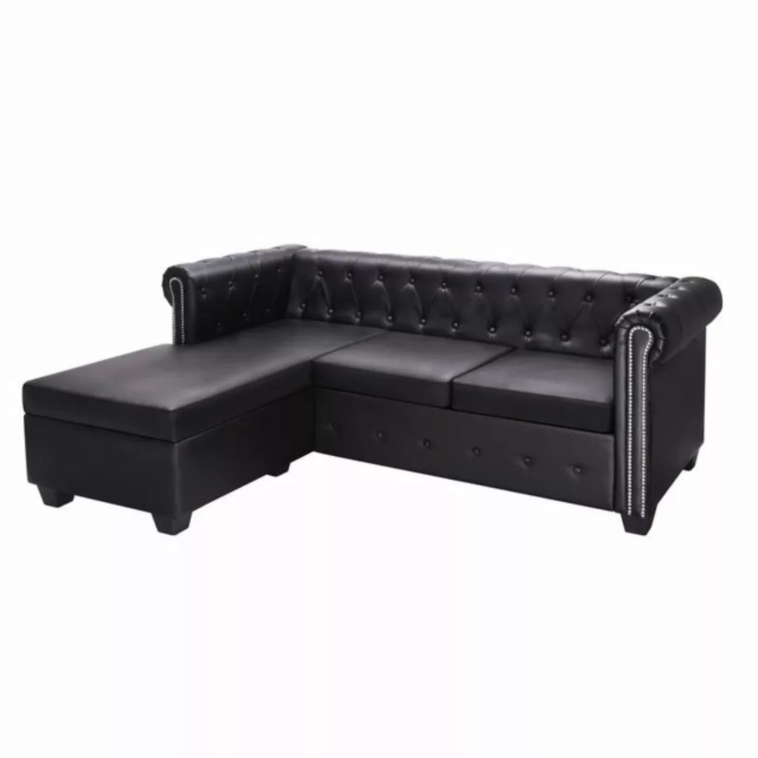 furnicato Chesterfield-Sofa Chesterfield Sofa in L-Form Kunstleder Schwarz günstig online kaufen