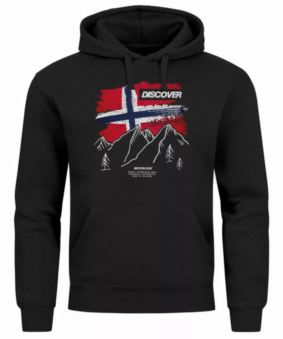 Neverless Hoodie Hoodie Herren Frontprint Norwegen Flagge Berge Discover Au günstig online kaufen