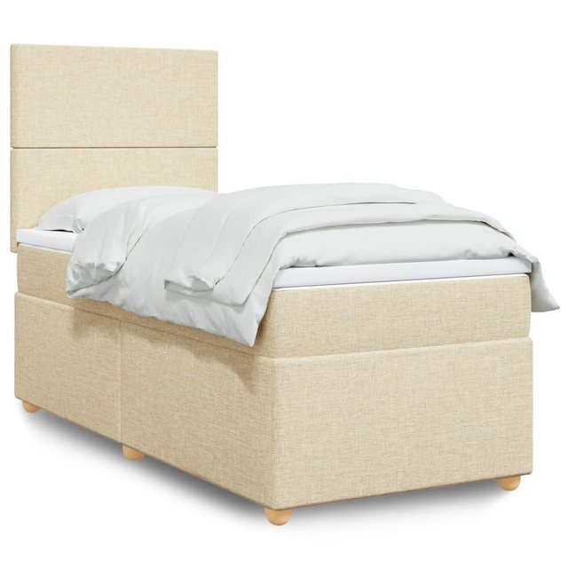 vidaXL Boxspringbett, Boxspringbett mit Matratze Creme 100x200 cm Stoff günstig online kaufen