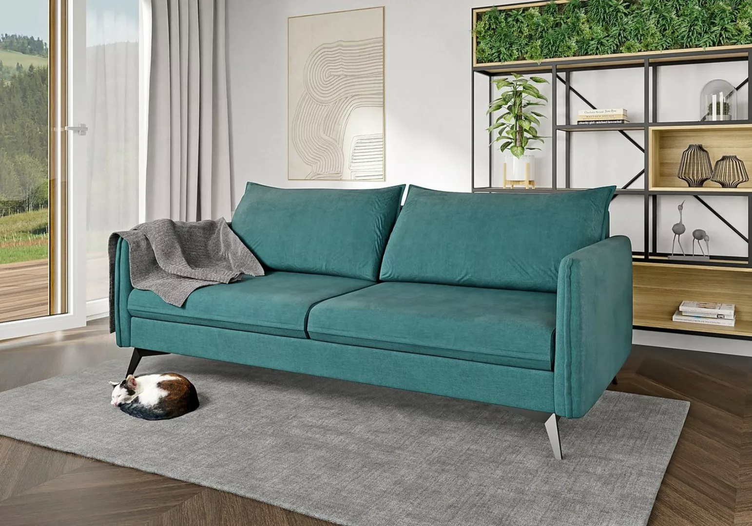 S-Style Möbel 3-Sitzer Modernes Sofa Azalea mit Schwarz Metall Füßen, mit W günstig online kaufen