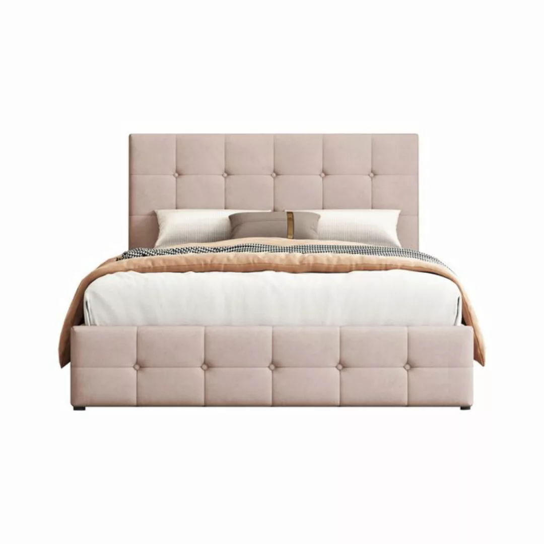 OKWISH Bett Polsterbett, Doppelbett 140*200 (Metalllattenrost, höhenverstel günstig online kaufen