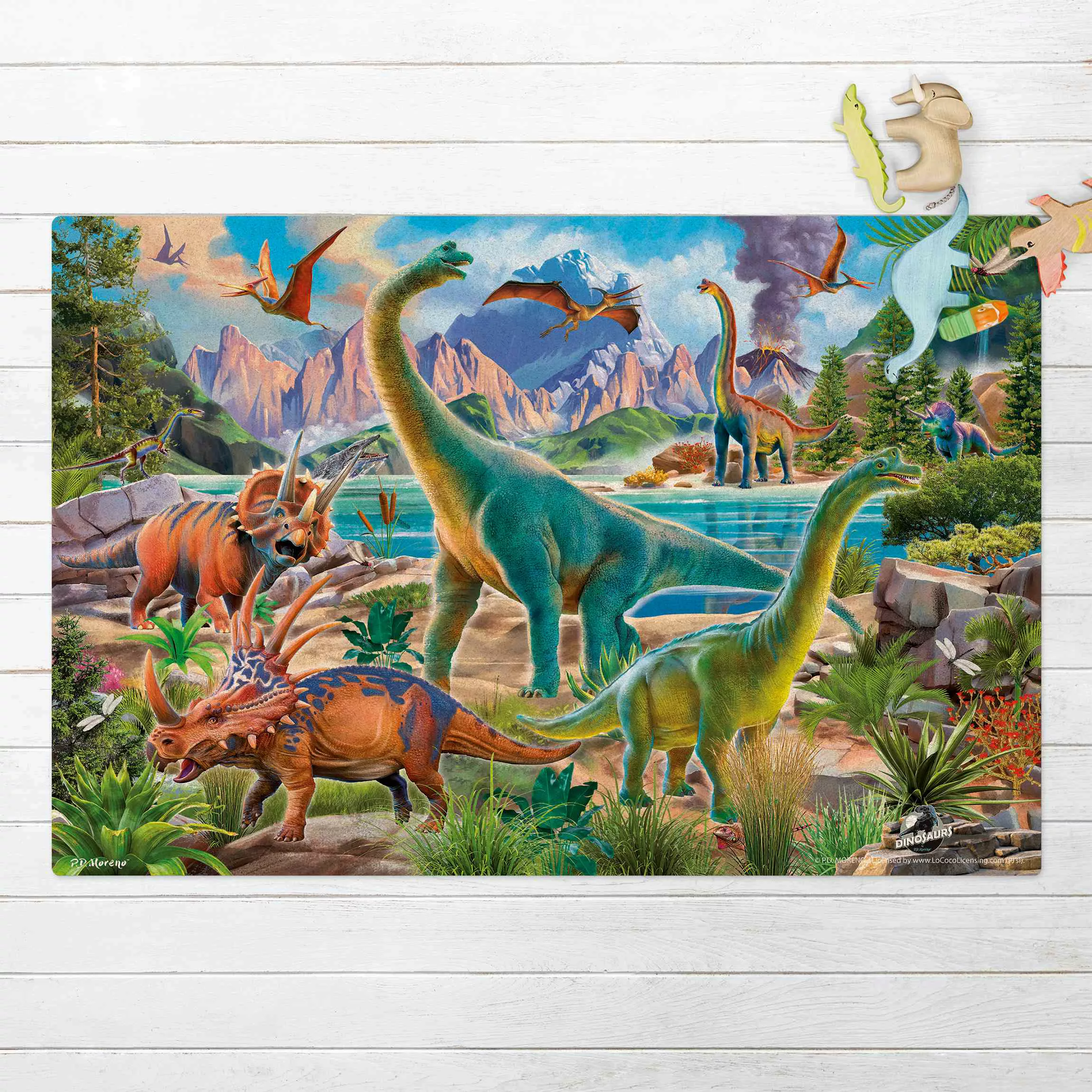 Kork-Teppich Brachiosaurus und Tricaterops günstig online kaufen