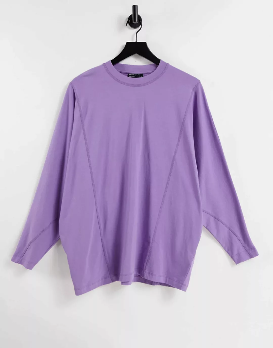 ASOS DESIGN – Langärmliges Oversize-Shirt in Lila mit Fledermausärmeln günstig online kaufen