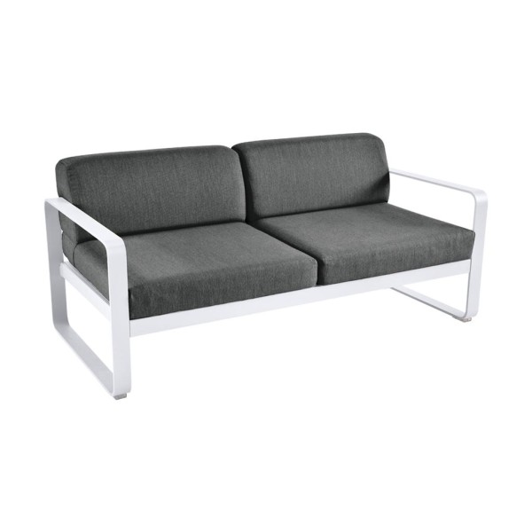 Bellevie Lounge-Sofa 2-Sitzer 01 Baumwollweiß A3 Graphitgrau günstig online kaufen