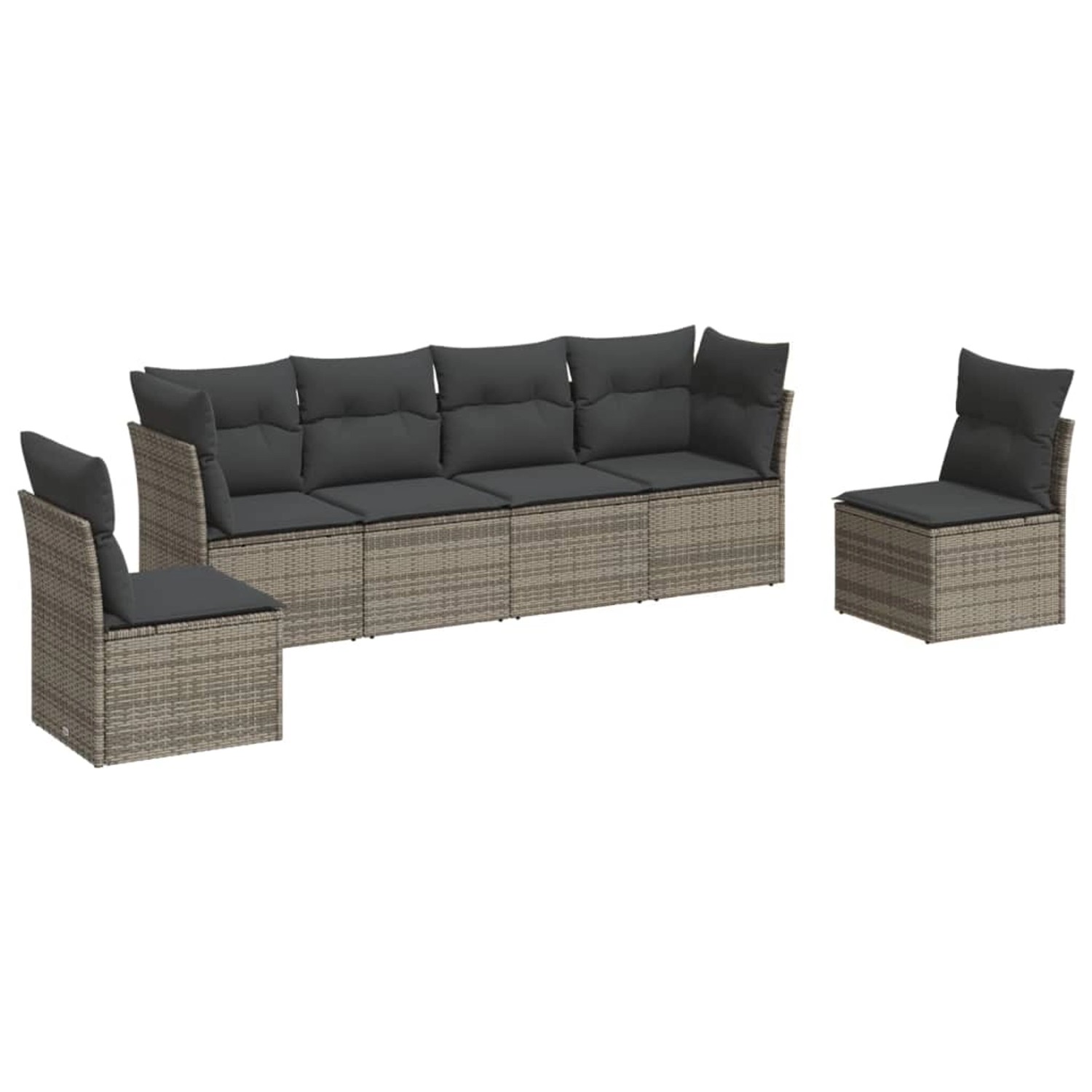 vidaXL 6-tlg Garten-Sofagarnitur mit Kissen Grau Poly Rattan Modell 35 günstig online kaufen