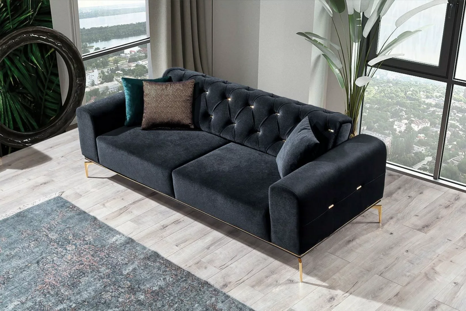 Villa Möbel Sofa Goldy, Set, mit Relax-/Bettfunktion durch umklappbare Rück günstig online kaufen