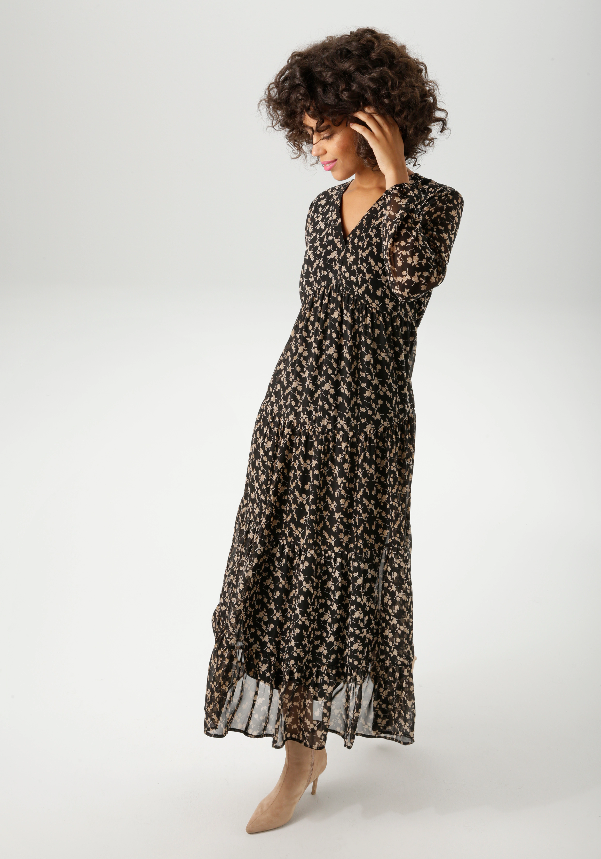 Aniston CASUAL Maxikleid, mit verspieltem Blumendruck - NEUE KOLLEKTION günstig online kaufen