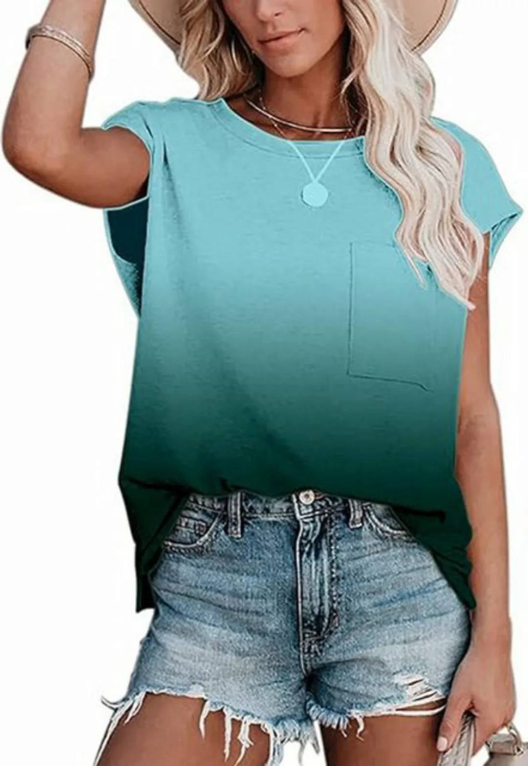FIDDY T-Shirt Casual women's T-shirt, summer loose crew neck top günstig online kaufen