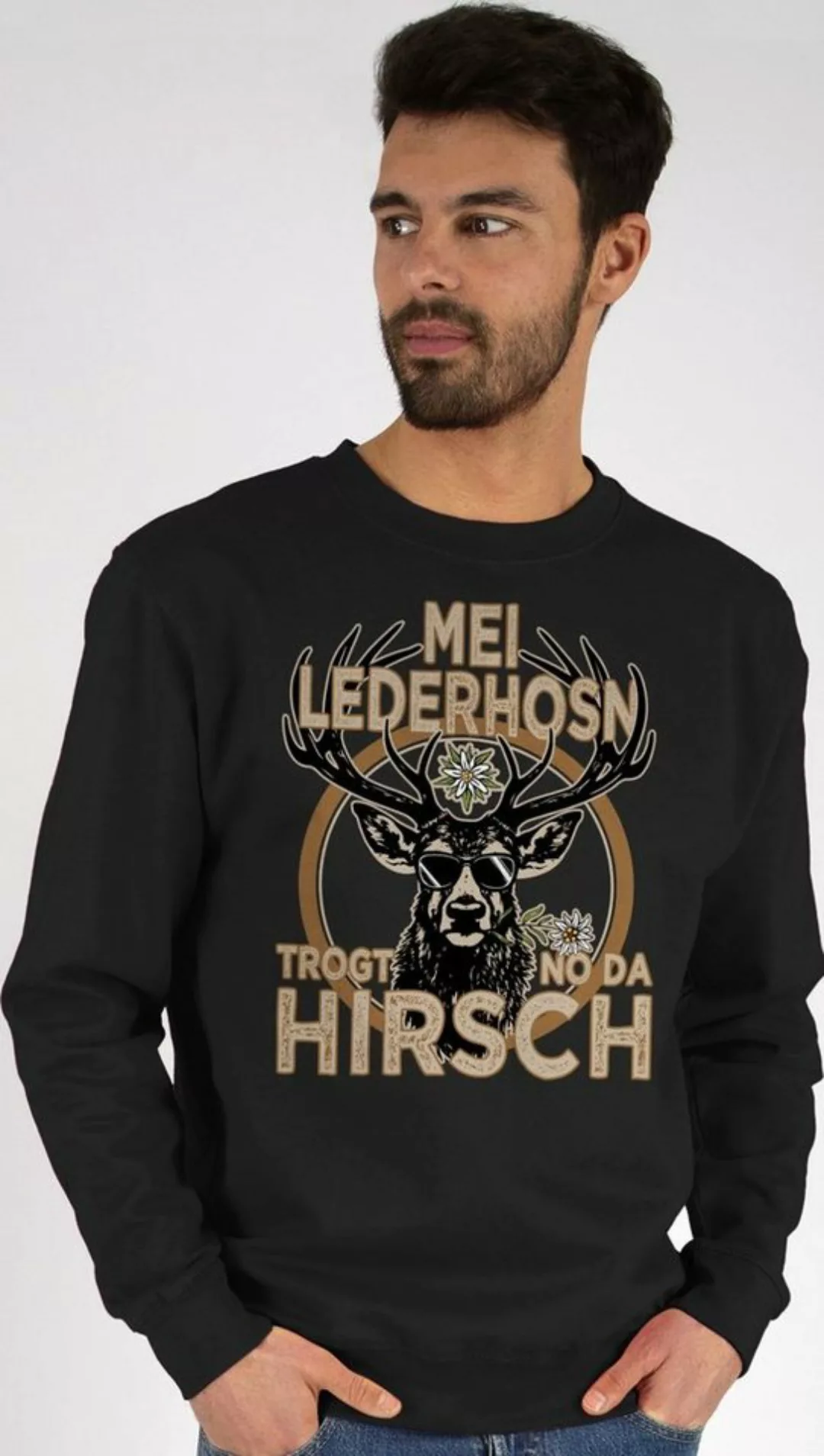 Shirtracer Sweatshirt Trachten Outfit Lederhose Spruch Trägt der Hirsch (1- günstig online kaufen