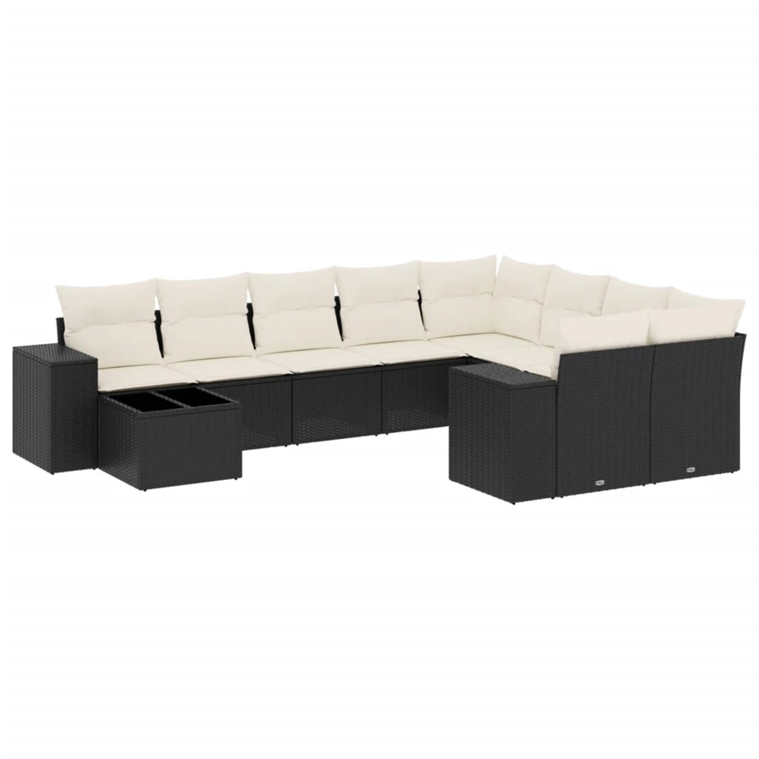 vidaXL 10-Tlg Garten-Sofagarnitur mit Kissen Schwarz Poly Rattan 3223055 günstig online kaufen