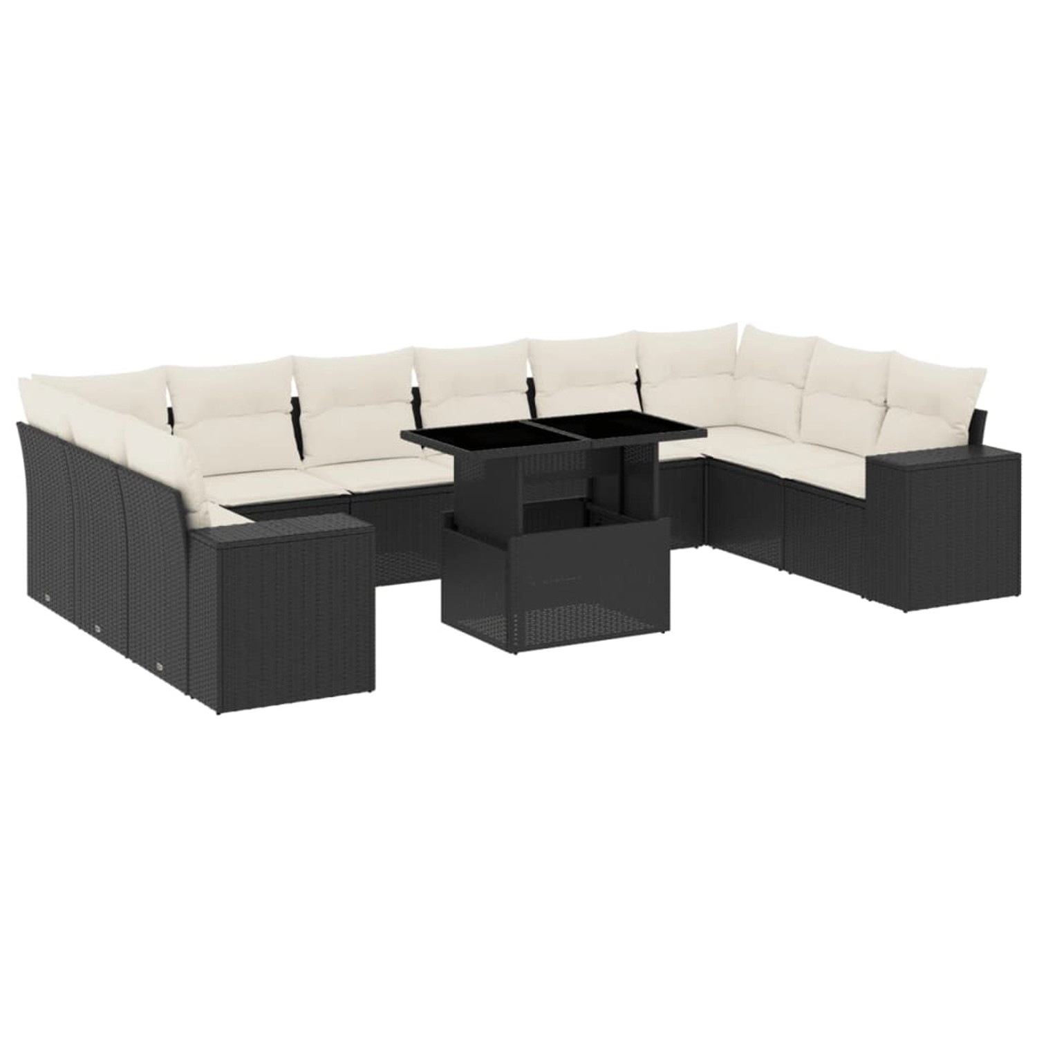 vidaXL 11-Tlg Garten-Sofagarnitur mit Kissen Schwarz Poly Rattan 3269406 günstig online kaufen