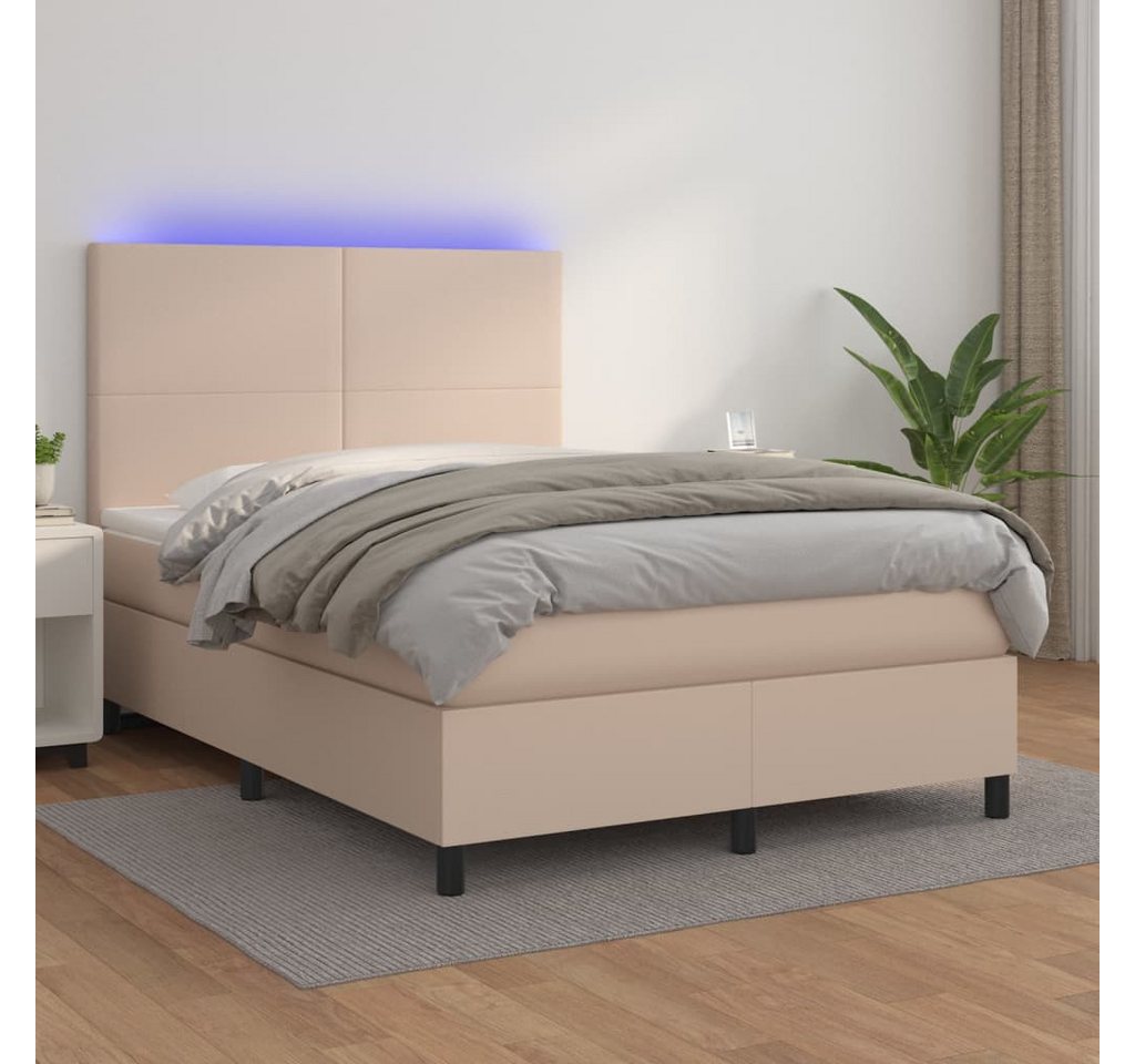 vidaXL Boxspringbett Boxspringbett mit Matratze & LED Kunstleder (140 x 190 günstig online kaufen