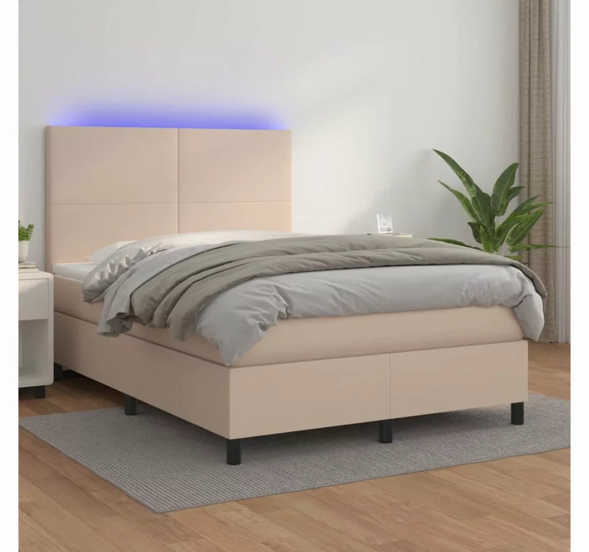 vidaXL Boxspringbett Boxspringbett mit Matratze & LED Kunstleder (140 x 200 günstig online kaufen