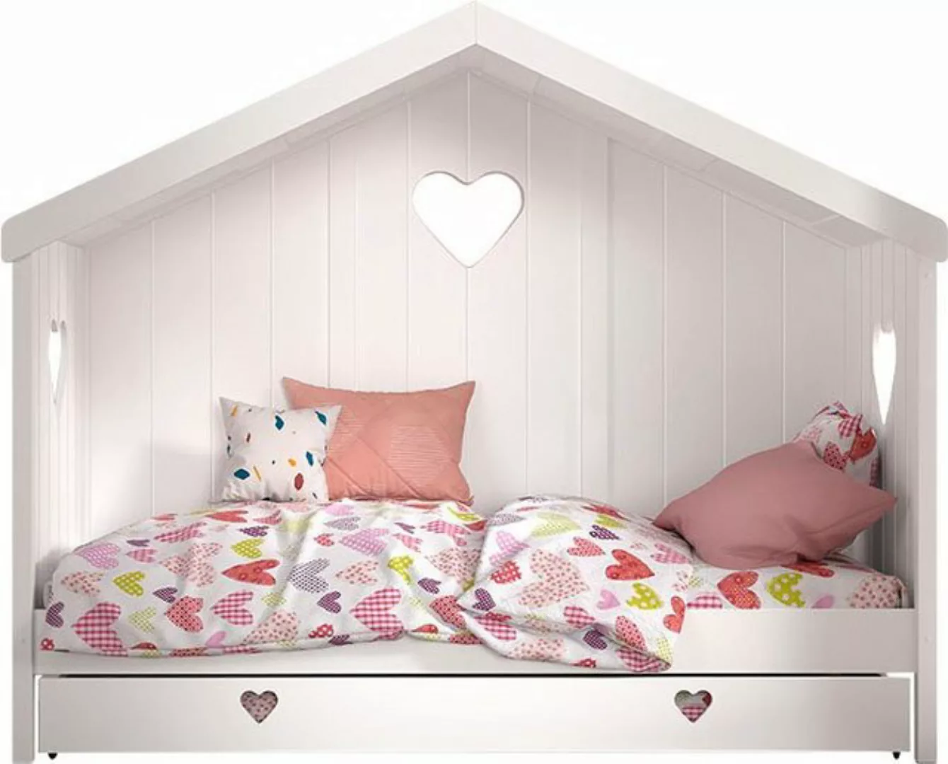 Natur24 Kinderbett Kinderbett Amori 90x200 Kiefer Weiß lackiert inkl. Rollr günstig online kaufen